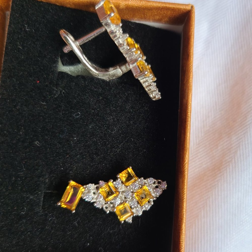 .925 sterling golden citrine earrings - Picture 3 of 3